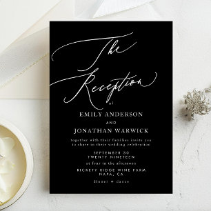 Invitation Réception de mariage simple moderne blanc et noir
