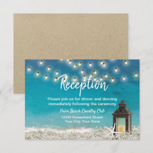 Invitation Réception de mariage sur la plage avec lanterne ru