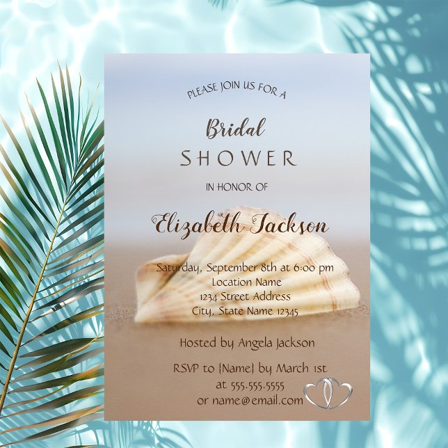 Invitation Réception de mariage sur la plage Coquillage, Coeu (Créateur téléchargé)