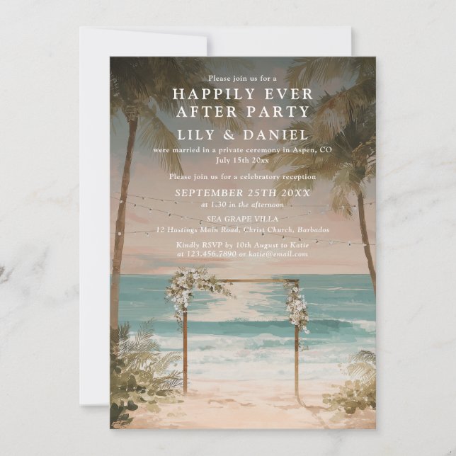 Invitation Réception de mariage sur la plage océanique pour t (Devant)