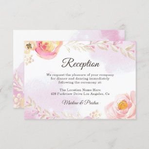 Invitation Réception de mariage tendance rose & or Floral Gar