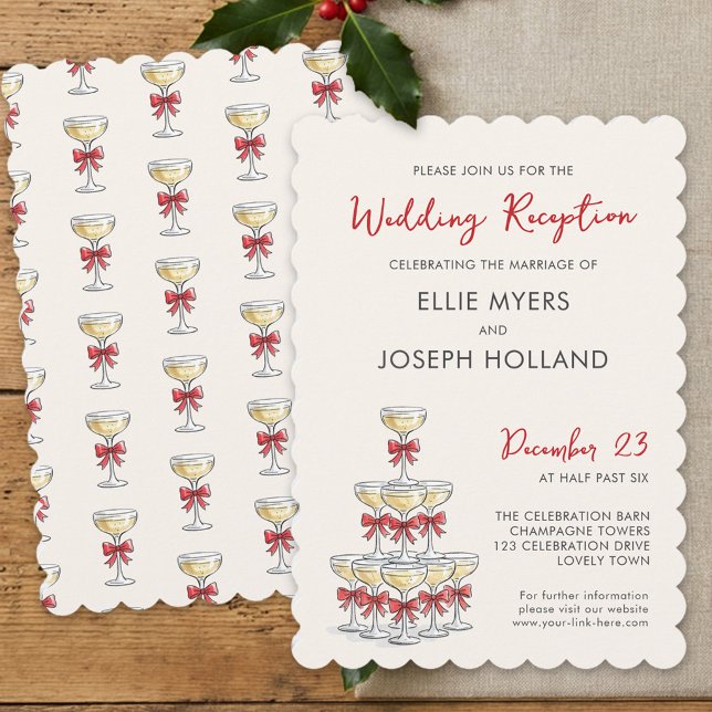 Invitation Réception de mariage Tour de Champagne Fantaisiste (Reception Only invite from the Whimsical Champagne Tower Holiday Wedding Collection by Darling & May)