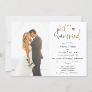 Invitation Réception de mariage tout juste célébré