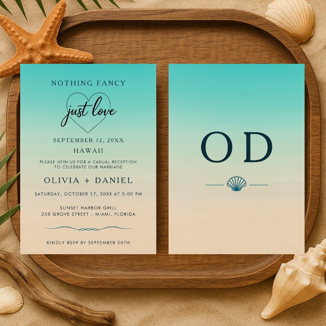 Invitation Réception de mariage tropical moderne sur la plage (Créateur téléchargé)
