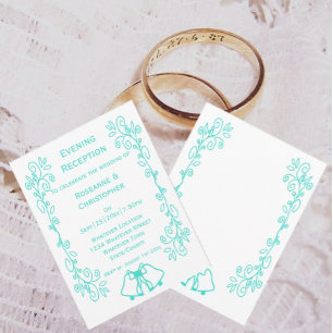 Invitation Réception de mariage Turquoise Bells Scrollwork