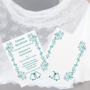 Invitation Réception de mariage turquoise Bells Scrollwork