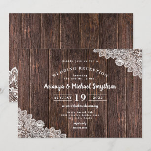 Invitation Réception de mariage uniquement avec dentelle rust