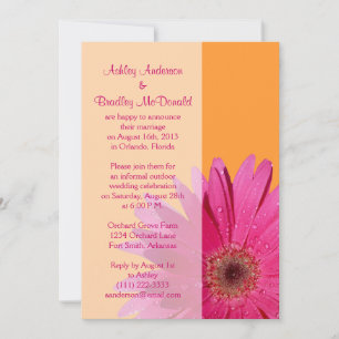 Invitation Réception de mariage uniquement Gerbera orange ros