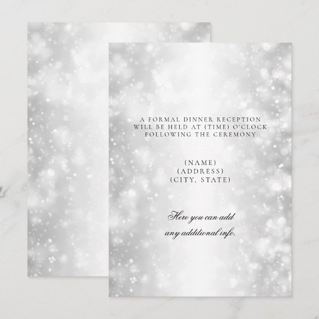 Invitation Réception de mariage uniquement lumières argentées (Devant / Derrière)