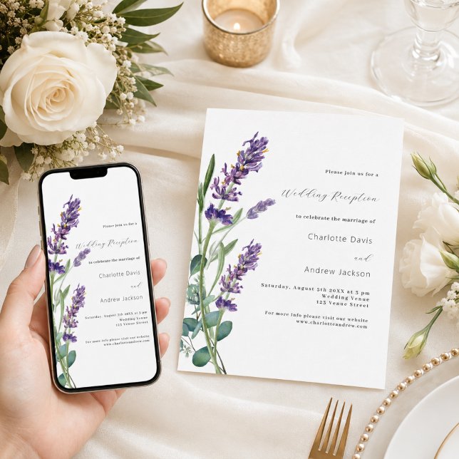 Invitation Réception de mariage verdure lavande violette (Créateur téléchargé)