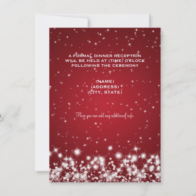 Invitation Réception de mariage Winter Sparkle Rouge (Devant)