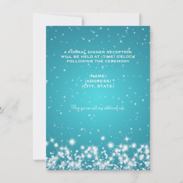 Invitation Réception de mariage Winter Sparkle Turquoise (Devant)