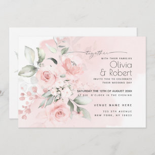 Invitation Réception de mariage Wispy Roses de chalet rose