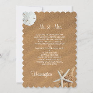 Invitation Réception de Nouveaux Mariés sur le Sable de la Pl