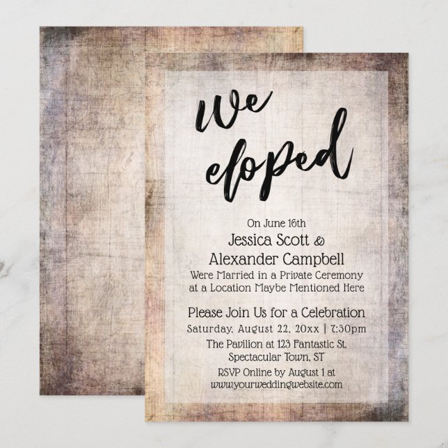 Invitation Réception de typographie Nous nous sommes enfuis G (Devant / Derrière)