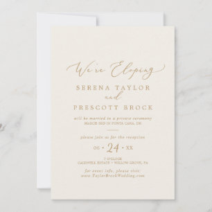 Invitation Réception Delicy Gold et Cream Elopement
