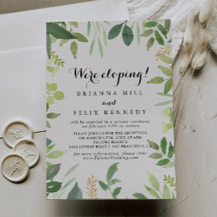 Invitation Réception d'Elopement de Foliage Botanique verdoya