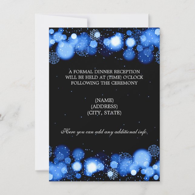 Invitation Réception des mariages d'hiver Lumières bleues (Devant)