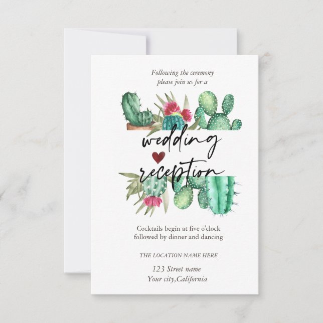 Invitation Réception des points de cactus aquarelle (Devant)