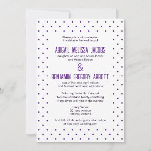 Invitation Réception des Purple Polka Dots avec 4 paires de p