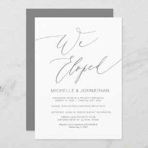 Invitation Réception design moderne, grise, Mariage Elopement