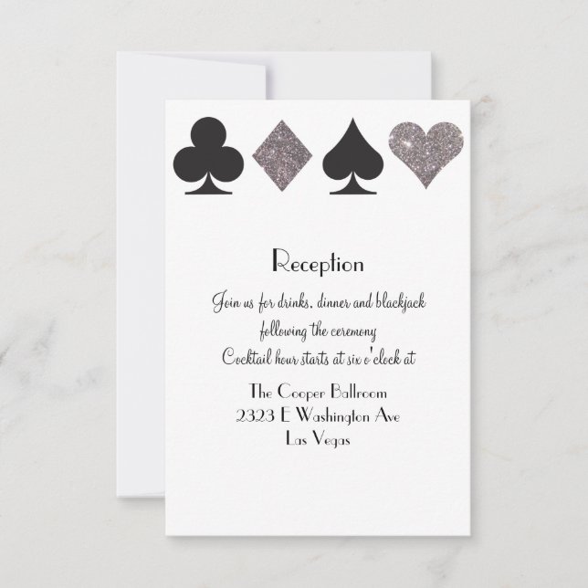 Invitation Réception Destin Vegas Faux Paillettes Argentées (Devant)