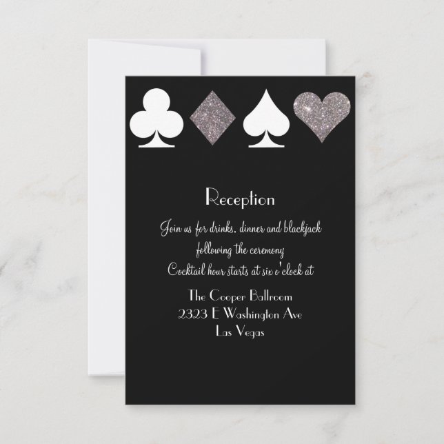 Invitation Réception Destin Vegas Faux Paillettes Argentées (Devant)