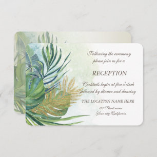 Invitation Réception d'été Tropical Gold Palm Feuille