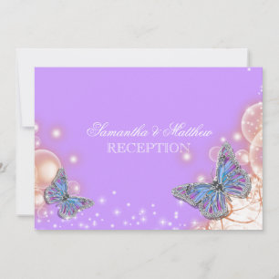 Invitation Réception d'un mariage de papillons violets