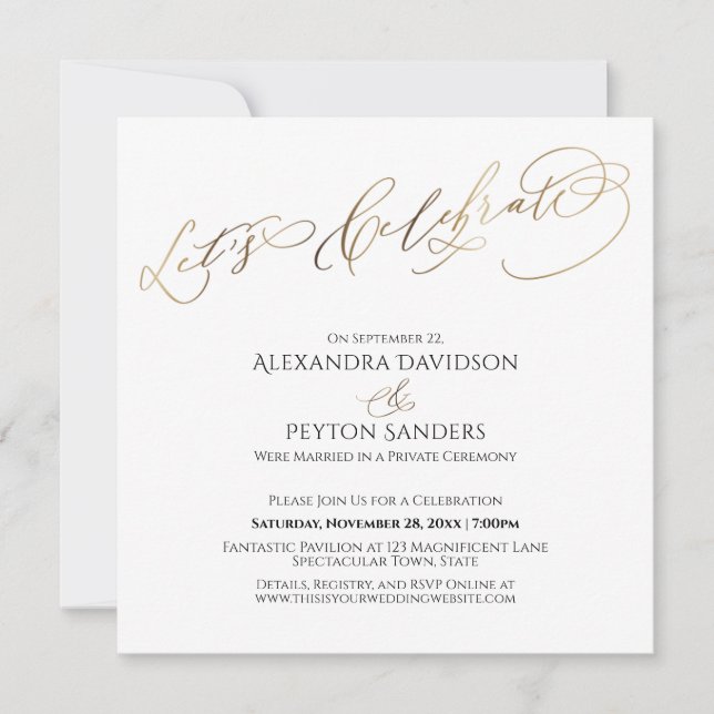 Invitation Réception élégante de célébration en calligraphie  (Devant)