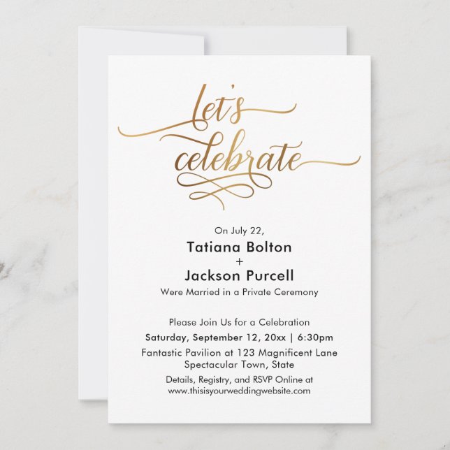 Invitation Réception élégante de célébration en calligraphie  (Devant)