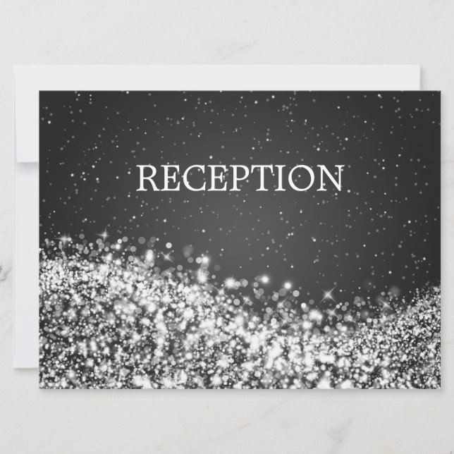Invitation Réception élégante Vague scintillante noire (Devant)