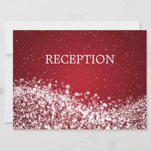 Invitation Réception élégante Vague scintillante rouge (Devant)