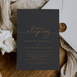 Invitation Réception Elopement Classique Gris Or