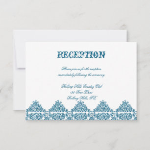Invitation Réception en bleu marocain Mariage damassé