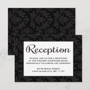 Invitation Réception en Damassé Floral Mariage Noir & Gris