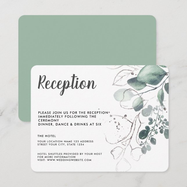 INVITATION RÉCEPTION EN EAU VERTE EUCALYPTUS VERTE (Devant / Derrière)
