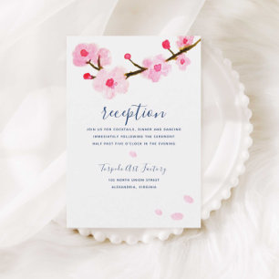 Invitation Réception en fleurs de cerisier rose
