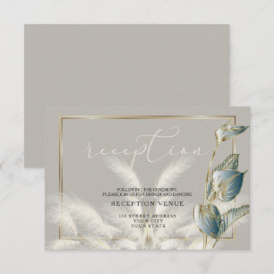 Invitation Réception en laiton turquoise Folio Or Pampas