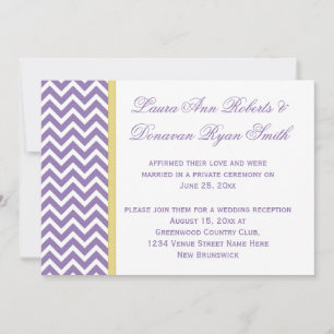 Invitation Réception en ruban jaune violet blanc Chevron uniq