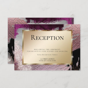 Invitation Réception  Faux Moderne Metallic Gold Berry Stroke