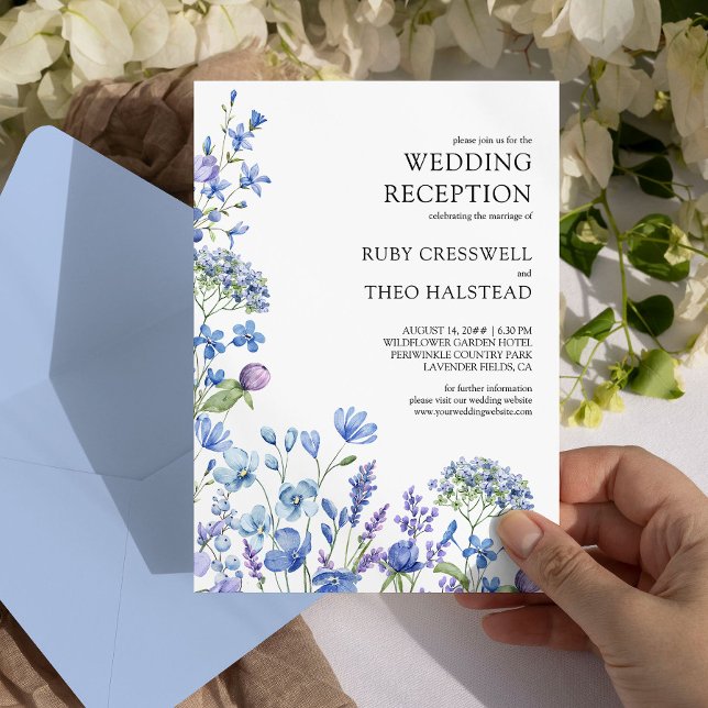 Invitation Réception fleur sauvage uniquement Mariage Lilac P (Floral Wedding Reception Invitation from my Lilac + Periwinkle Wildflower Wedding Collection)