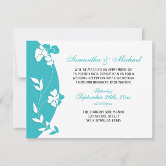 Invitation Réception Fleurie Abstraite Turquoise UNIQUEMENT