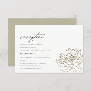 INVITATION RÉCEPTION FLORALE GLAMOREUSE PALE OR BLANC LOTUS