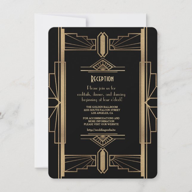 Invitation Réception Glam Gold 1920 Gatsby 1920 (Devant)