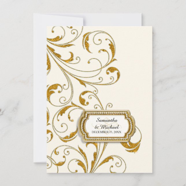 Invitation Réception Glam Old Hollywood Regency Cravate noire (Devant)