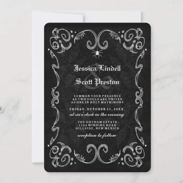 Invitation RÉCEPTION gothique Mariage d'Halloween EN ARRIÈRE (Devant)