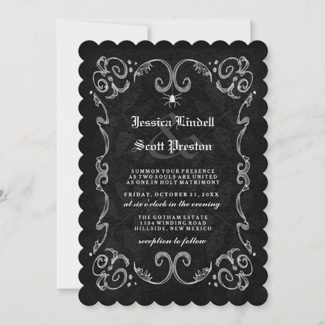 Invitation RÉCEPTION gothique Mariage d'Halloween EN ARRIÈRE (Devant)