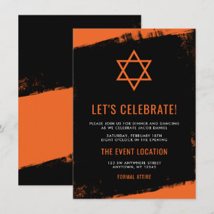 Invitation Réception Grunange Black Bar Mitzvah