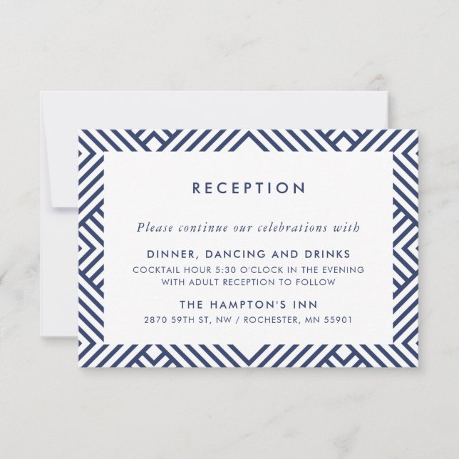 Invitation RÉCEPTION INSERT simple moderne geo marine motif (Devant)